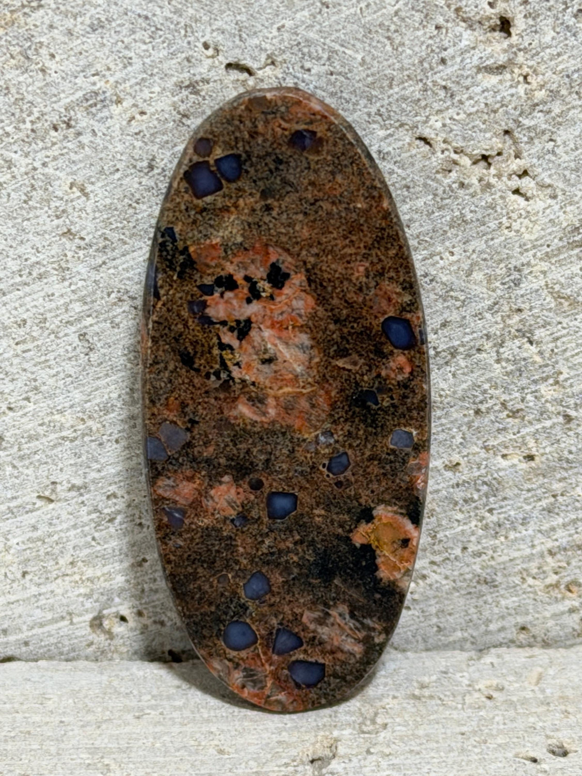 Llanite Skinny Oval Cabochon, Blue Quartz Rhyolite, Wire Wrapping Stone, Hand Polished Gemstone