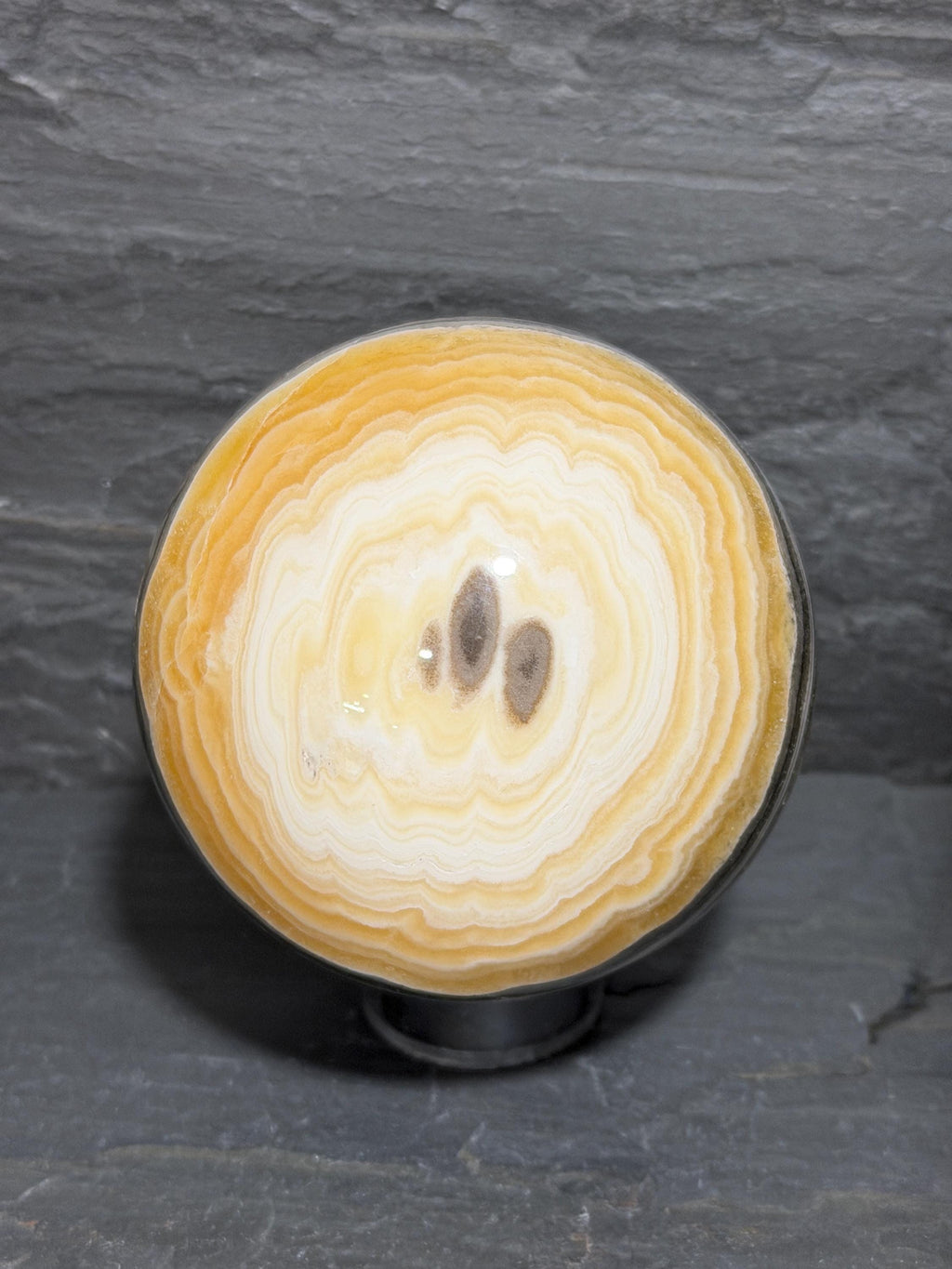 Banded Zebra Onyx Sphere with Eye, 3.3 Inch Multicolor Gemstone Display
