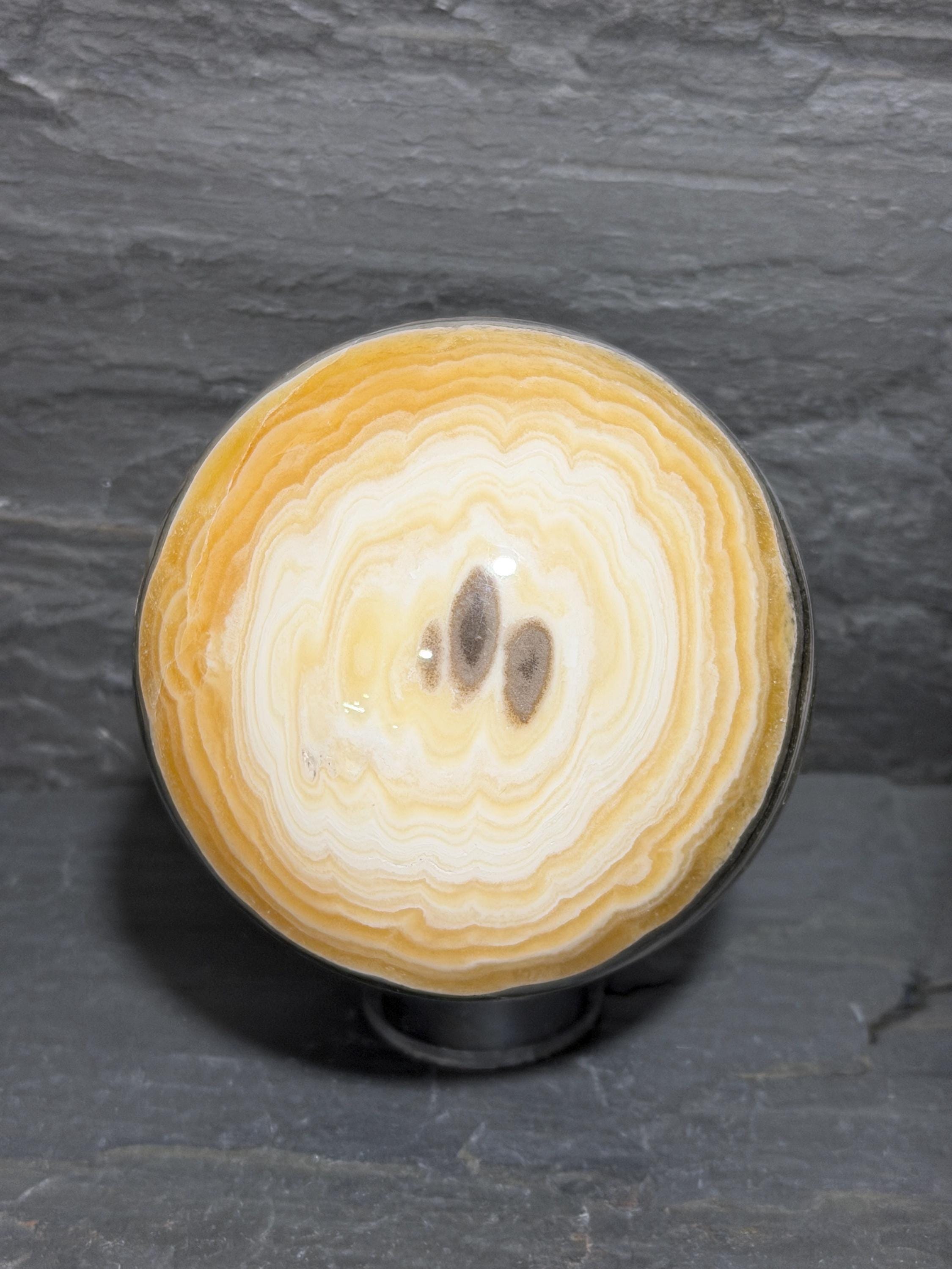 Banded Zebra Onyx Sphere with Eye, 3.3 Inch Multicolor Gemstone Display