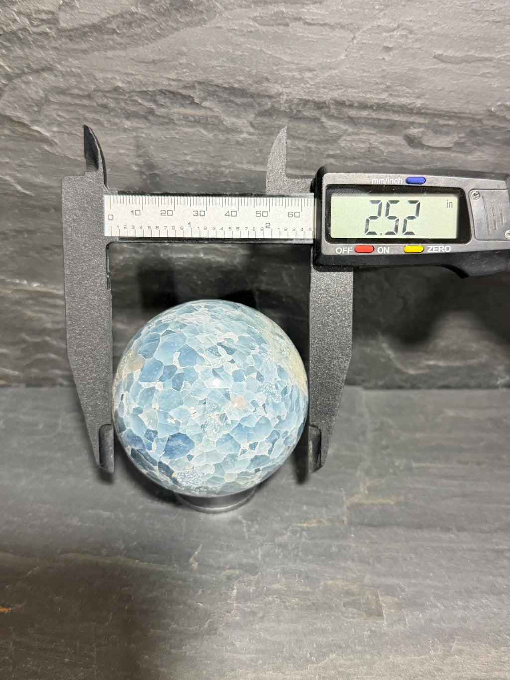 Blue Calcite large matrix 2.52” sphere—INTACT