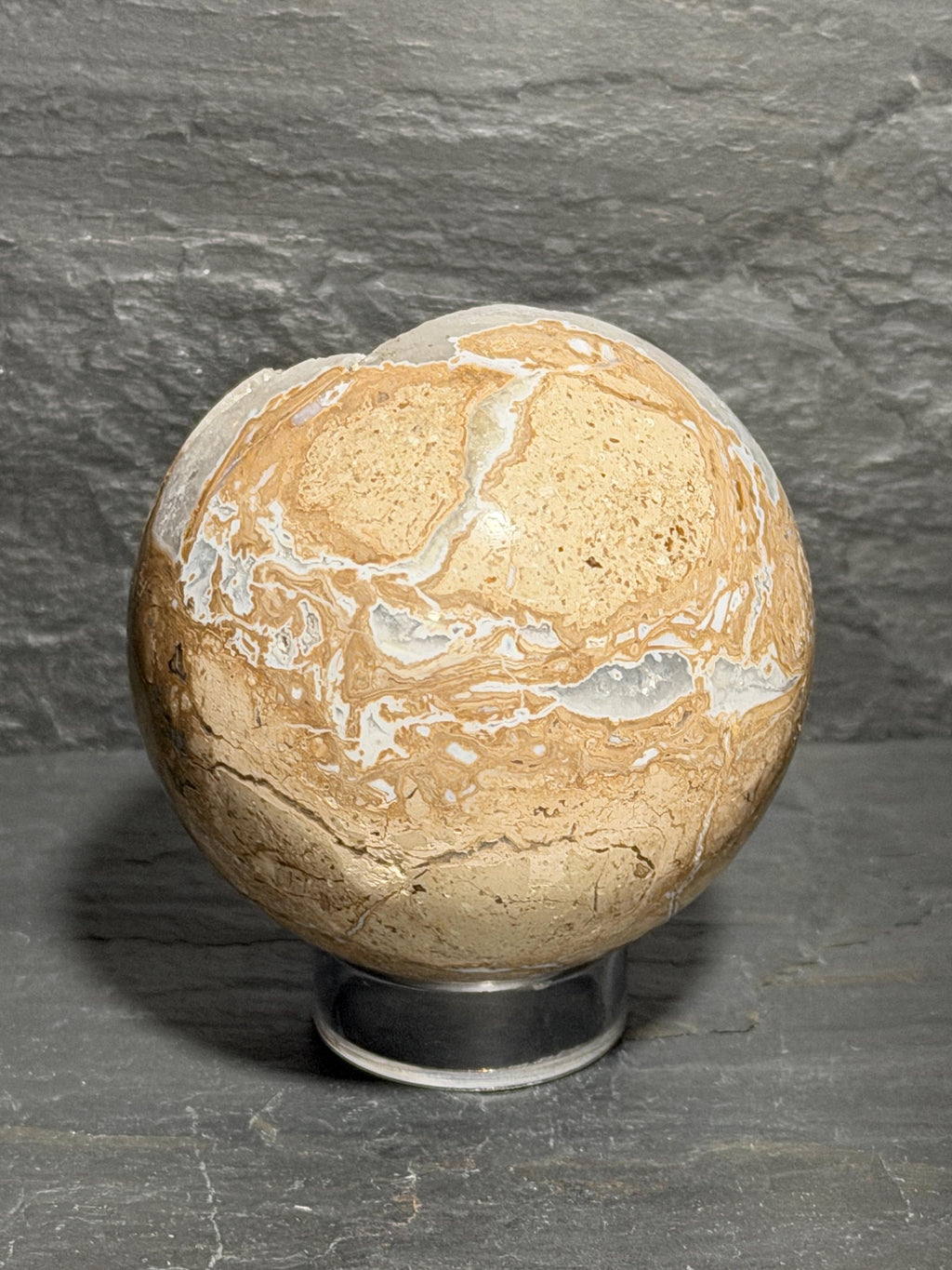 Druzy Beige Picture Jasper sphere, 2.61”, for reiki, energy healing, display, decor