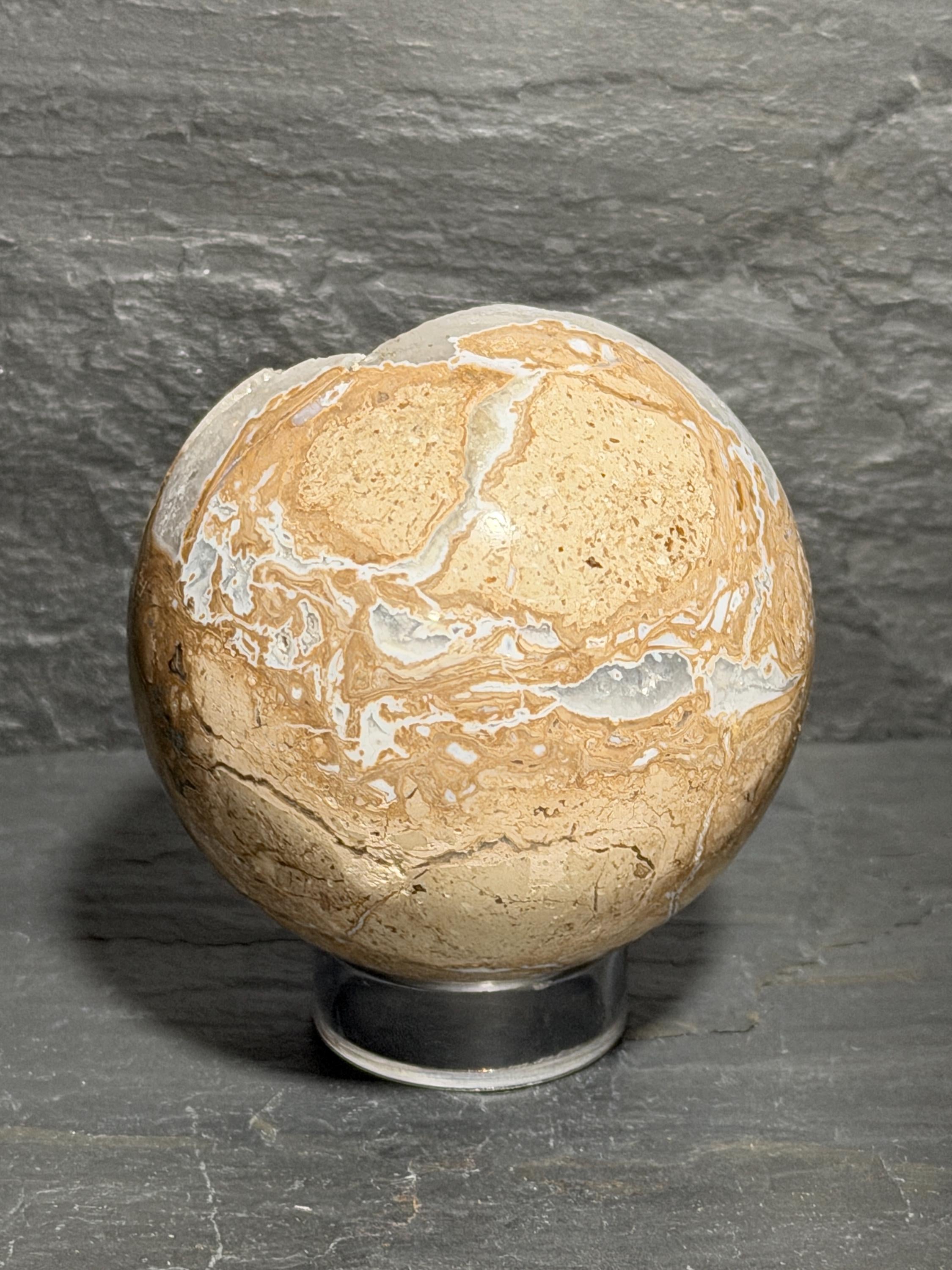 Druzy Beige Picture Jasper sphere, 2.61”, for reiki, energy healing, display, decor