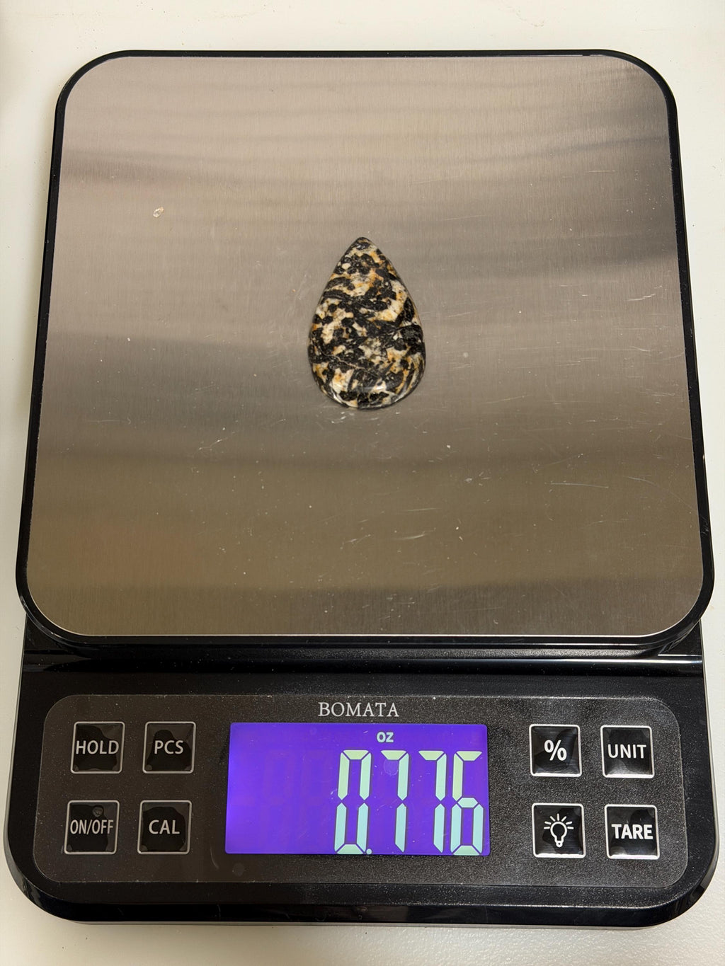 Black Tourmaline in Quartz & Feldspar Cabochon, Large Teardrop Cab, Natural Stone Cabochon, 2.04 inches