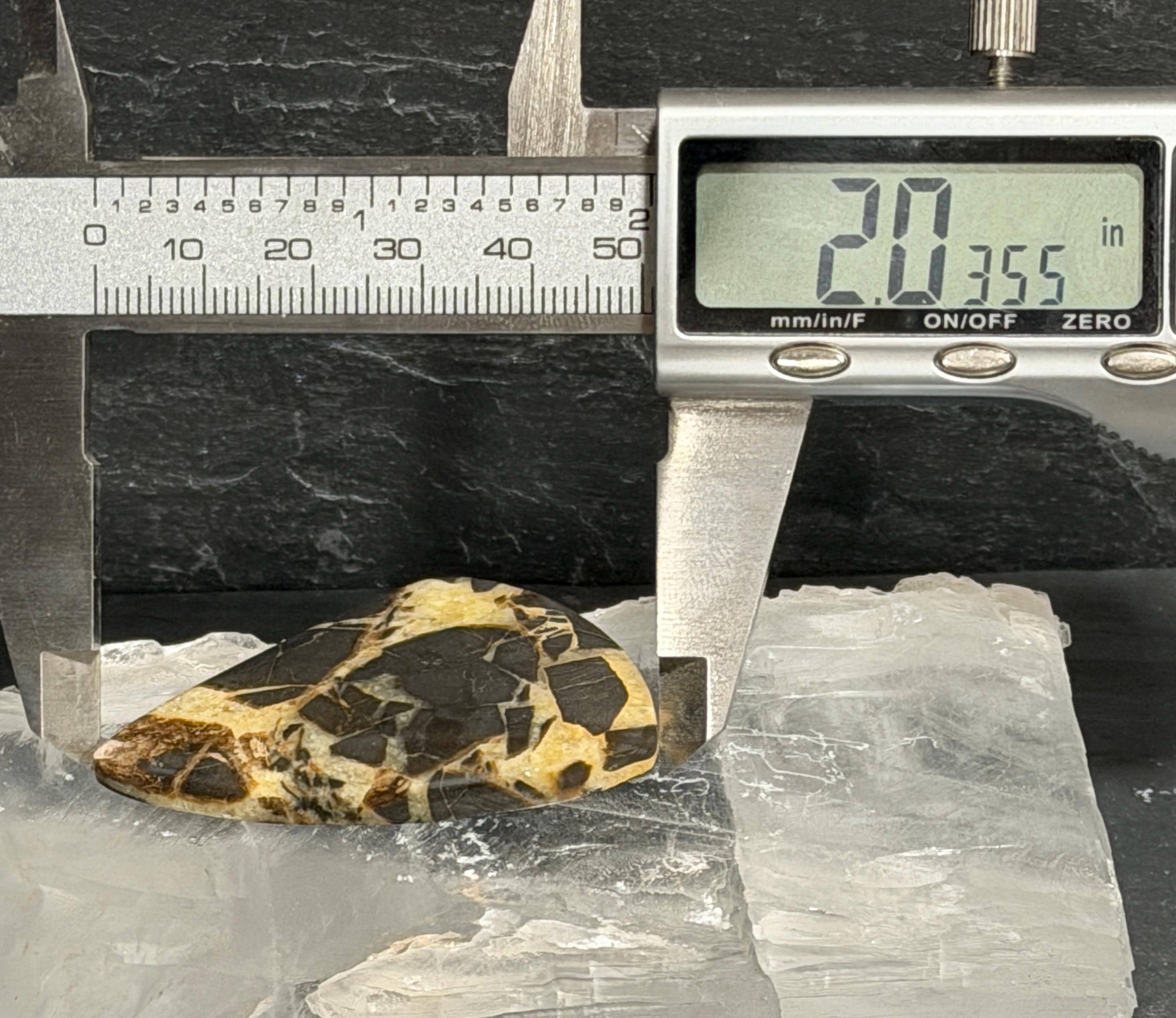 Utah Septarian Cabochon, Large Freeform Gemstone, Golden Calcite & Dark Septarian, Hand Cut Lapidary Cab, Jewelry Making Stone