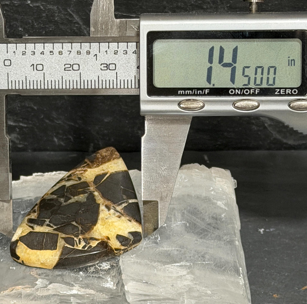 Utah Septarian Cabochon, Large Freeform Gemstone, Golden Calcite & Dark Septarian, Hand Cut Lapidary Cab, Jewelry Making Stone