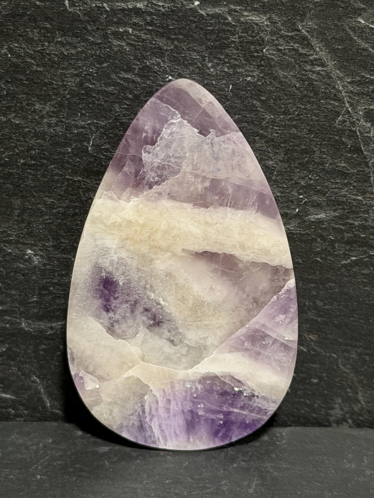 Chevron Amethyst Cabochon, Large Purple Amethyst Teardrop, Hand Cut Gemstone, Wire Wrapping Stone, Silversmith Jewelry Supply