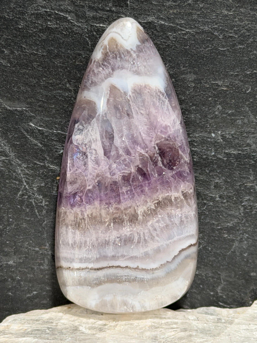 Chevron Amethyst Cabochon, Large Designer Stone, Gemmy Purple Flash, Hand Cut Polished Gemstone for Jewelry Making