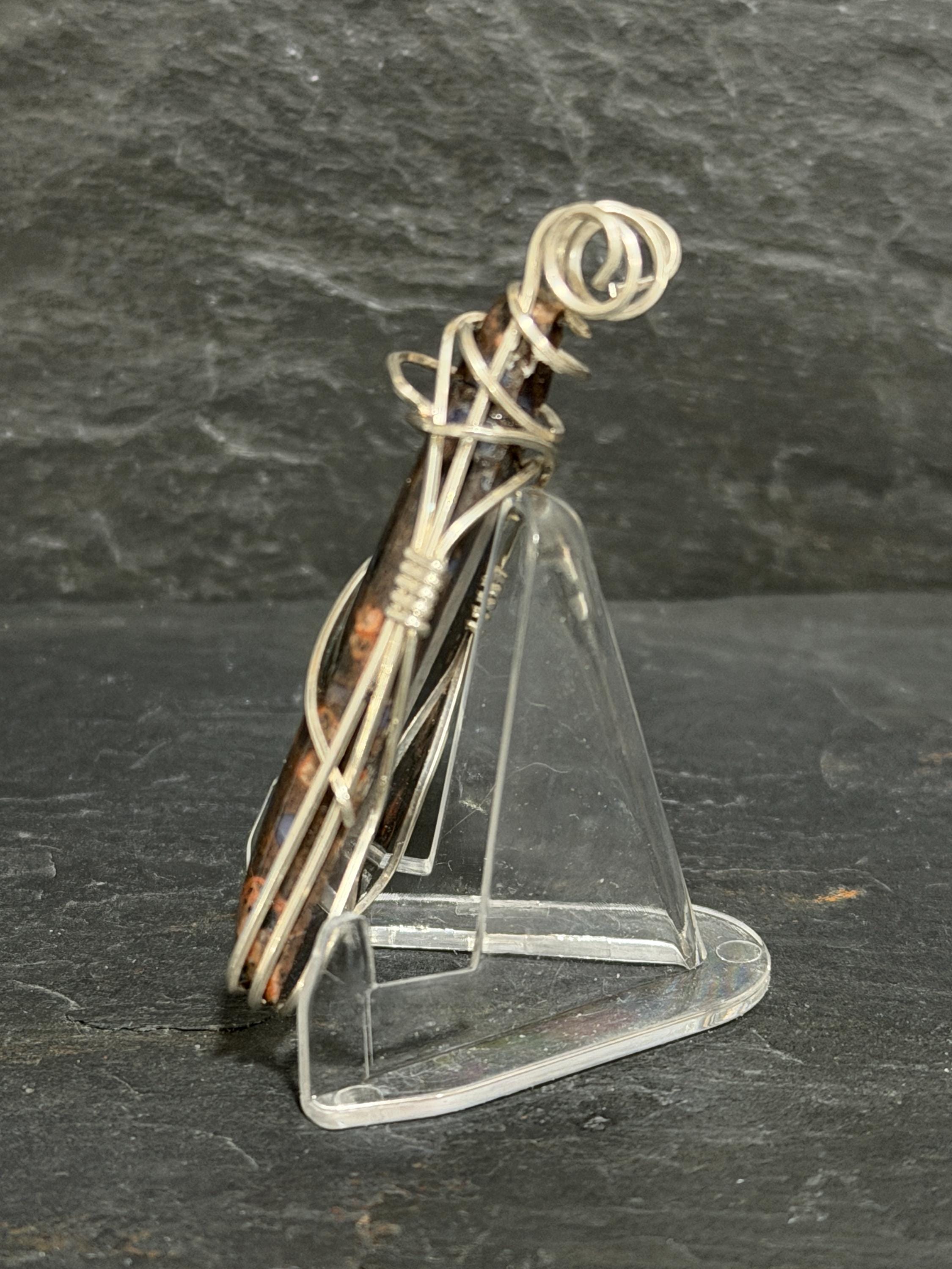 Llanite Pendant Necklace, Argentium Silver Wire, Sterling Chain