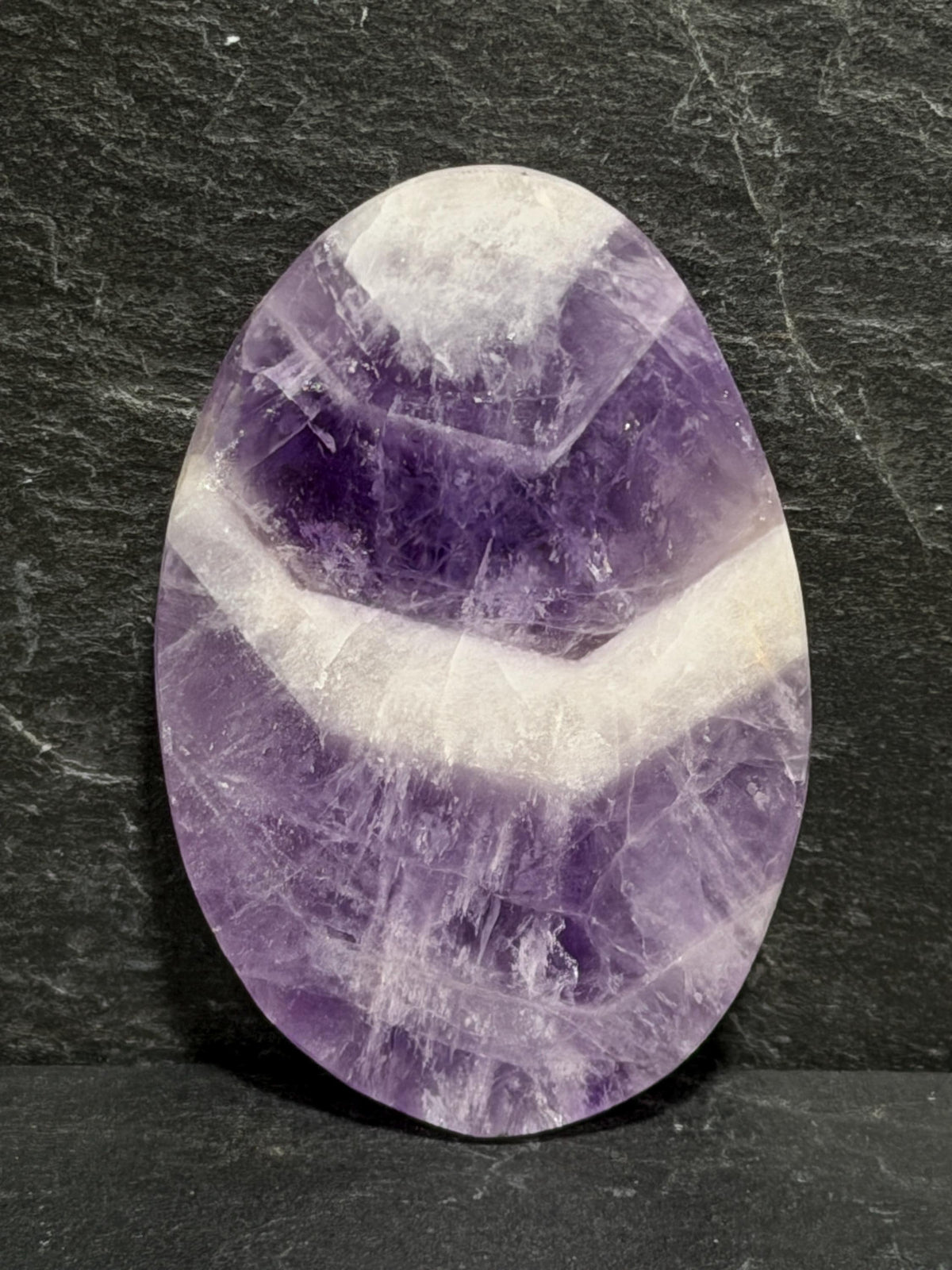 Chevron Amethyst Cabochon, Purple White Oval, Jewelry Making, Wire Wrapping Stone