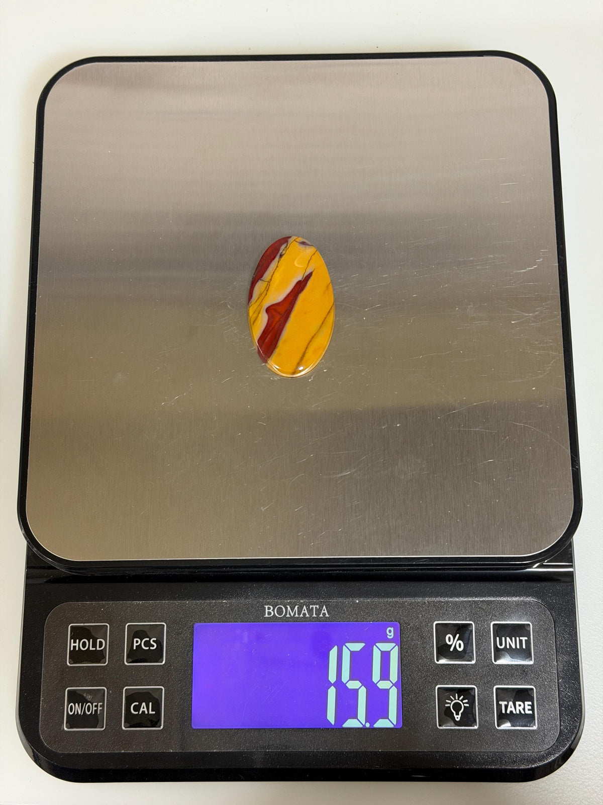 Mookaite Jasper Cabochon, Australian Mookaite, Tricolor Red Yellow Cream, Large Oval Gemstone, Hand Cut Stone
