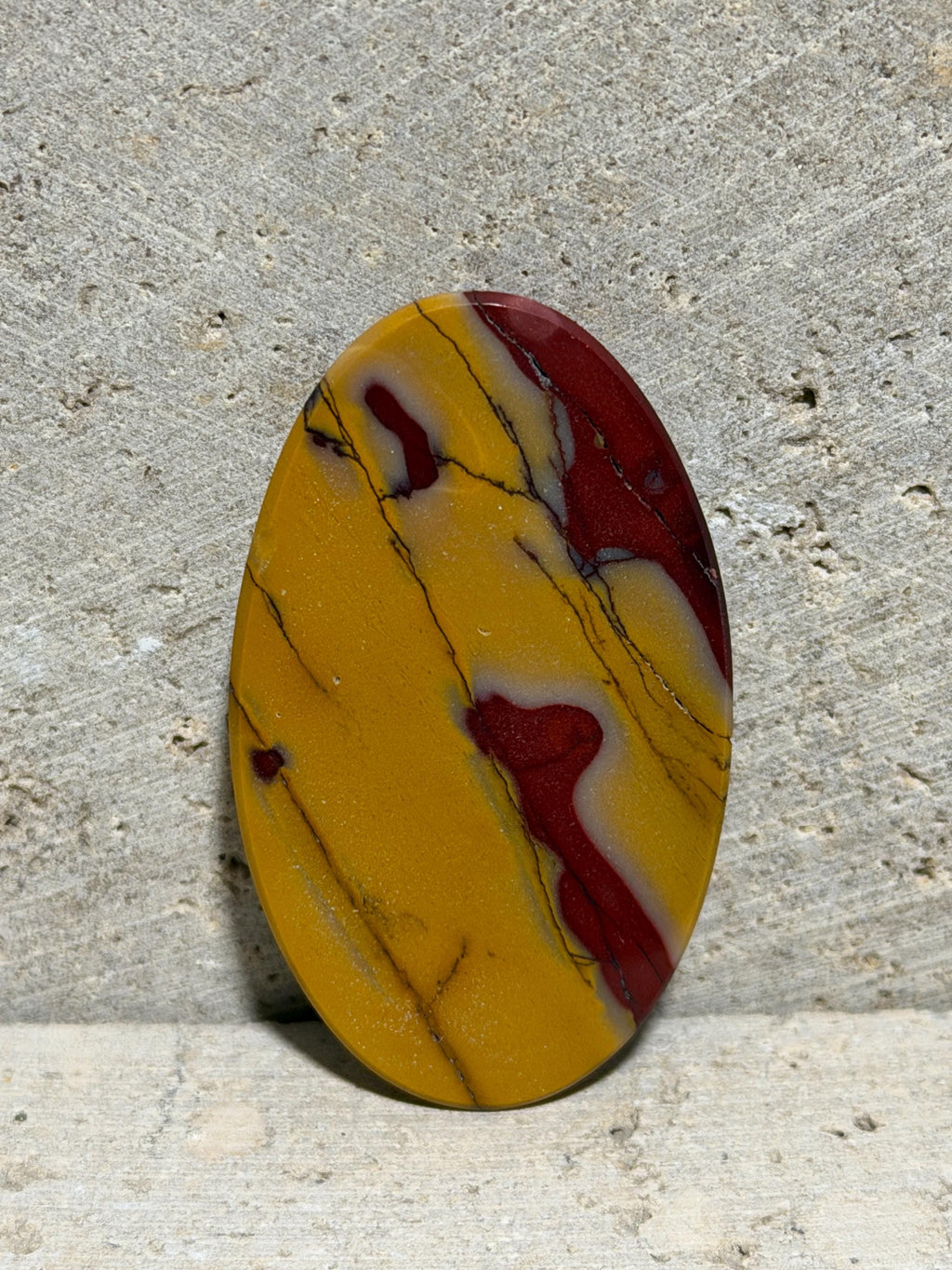Mookaite Jasper Cabochon, Australian Mookaite, Tricolor Red Yellow Cream, Large Oval Gemstone, Hand Cut Stone