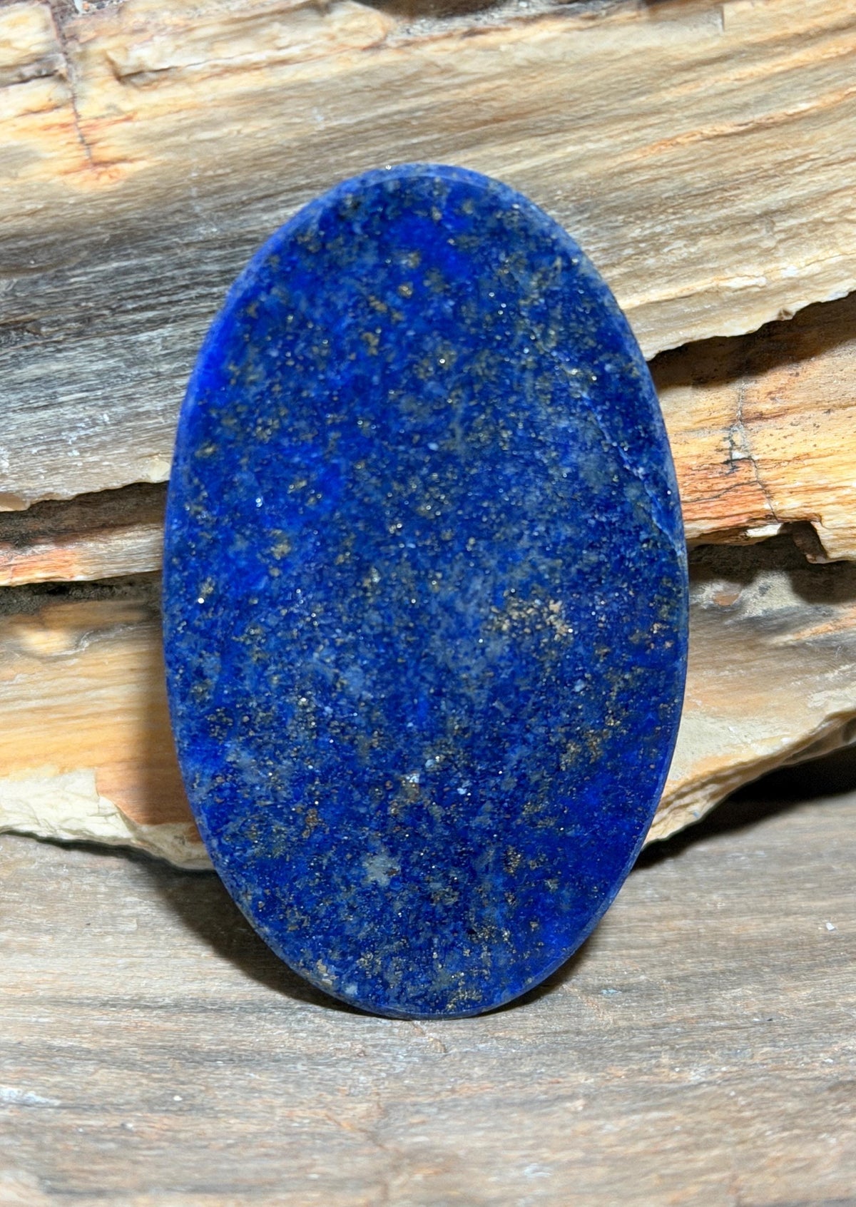 Lapis Lazuli Cabochon, Deep Royal Blue Lapis, Gold Pyrite Flecks, Large Oval Gemstone, 20g Jewelry Stone