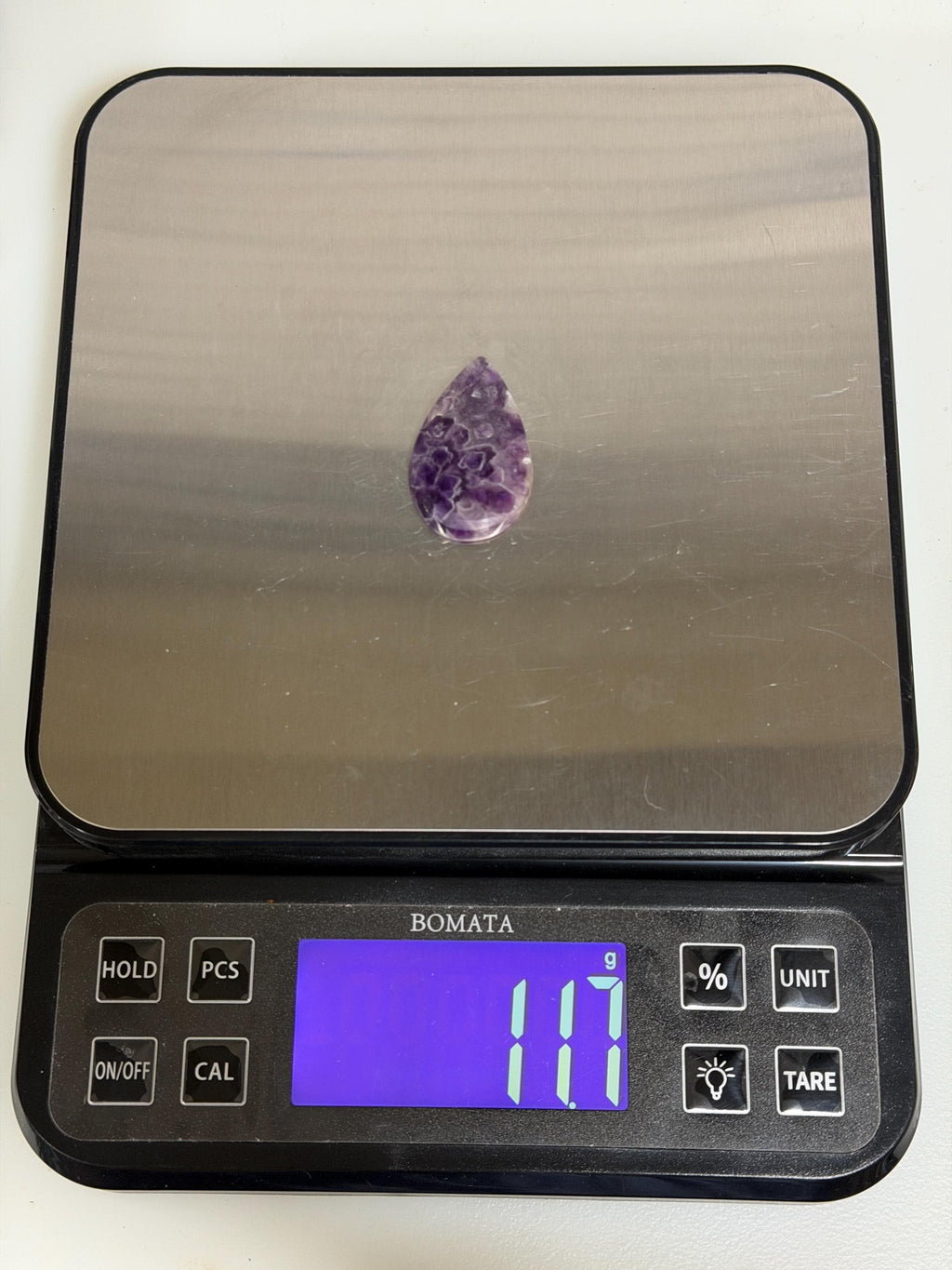 Mosaic Amethyst Cabochon, Natural Purple Amethyst, Geometric Crystal Formation, Pear Shape, Collector Gemstone