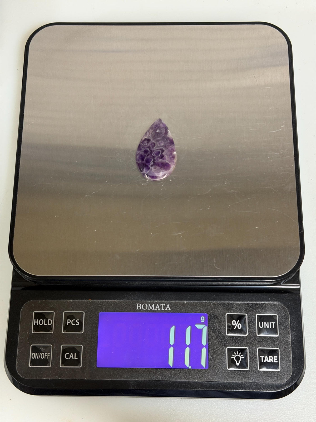 Mosaic Amethyst Cabochon, Natural Purple Amethyst, Geometric Crystal Formation, Pear Shape, Collector Gemstone