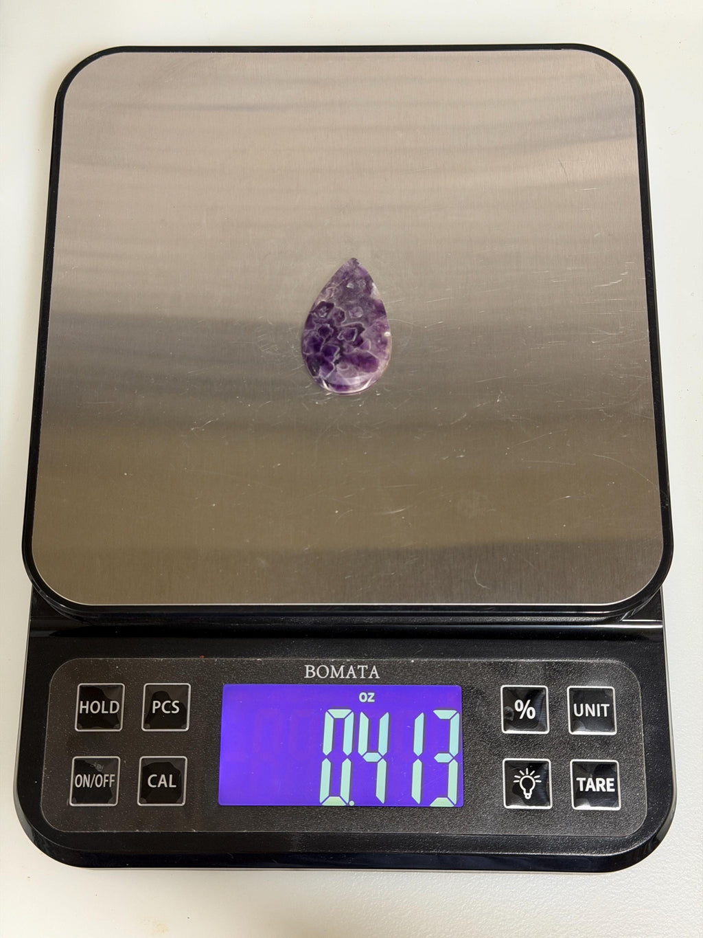 Mosaic Amethyst Cabochon, Natural Purple Amethyst, Geometric Crystal Formation, Pear Shape, Collector Gemstone