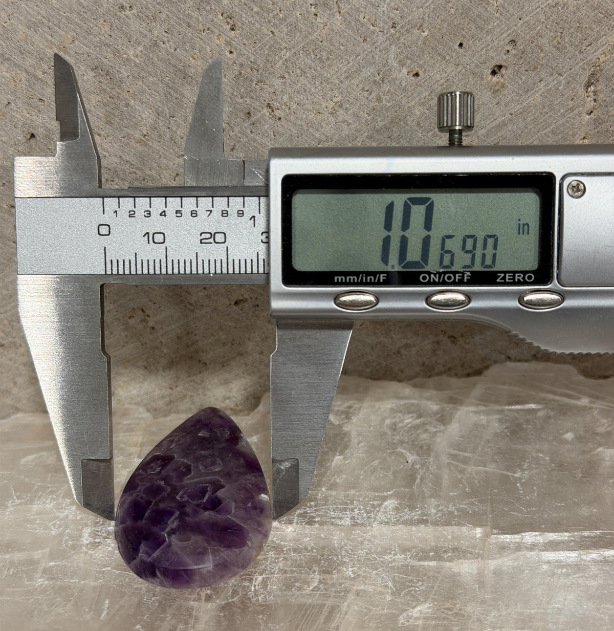 Mosaic Amethyst Cabochon, Natural Purple Amethyst, Geometric Crystal Formation, Pear Shape, Collector Gemstone