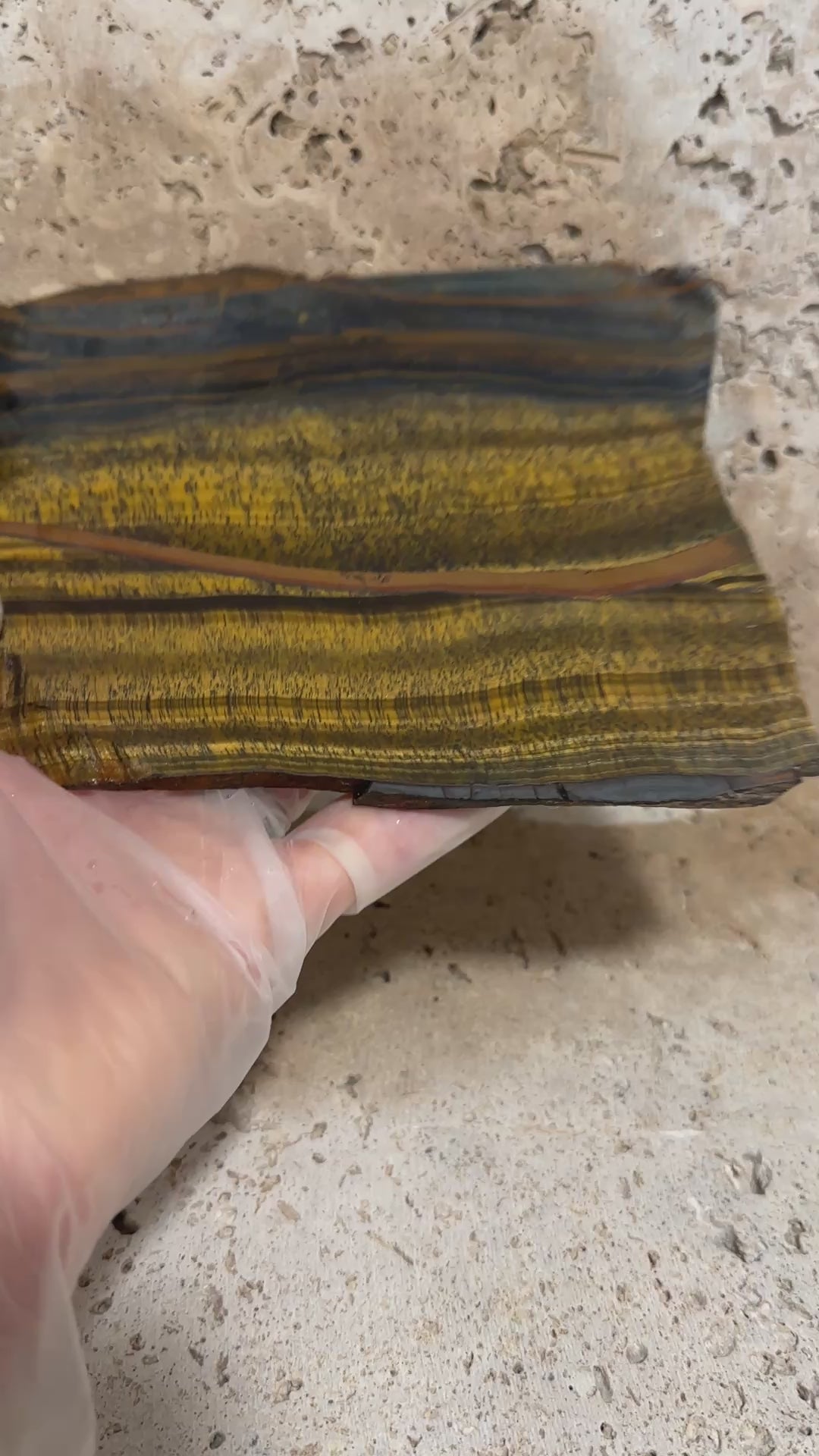 Blue and Yellow Tiger Eye Slab-large unpolished 4.5 x 5.5 inch stone for lapidary use