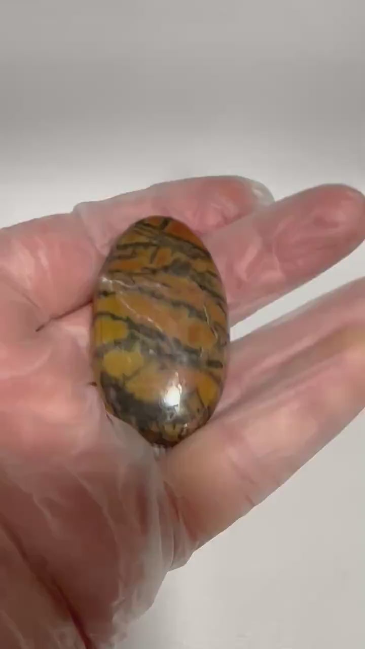 Black Feather Jasper bold large oval cabochon, loose gemstone for jewelry making