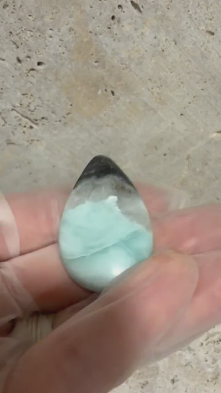 Utah Sky Stone Cabochon, Large Teardrop Cabochon, Blue Black Stone, Natural Inclusions, Hand Cut Gemstone, Wire Wrap Cab