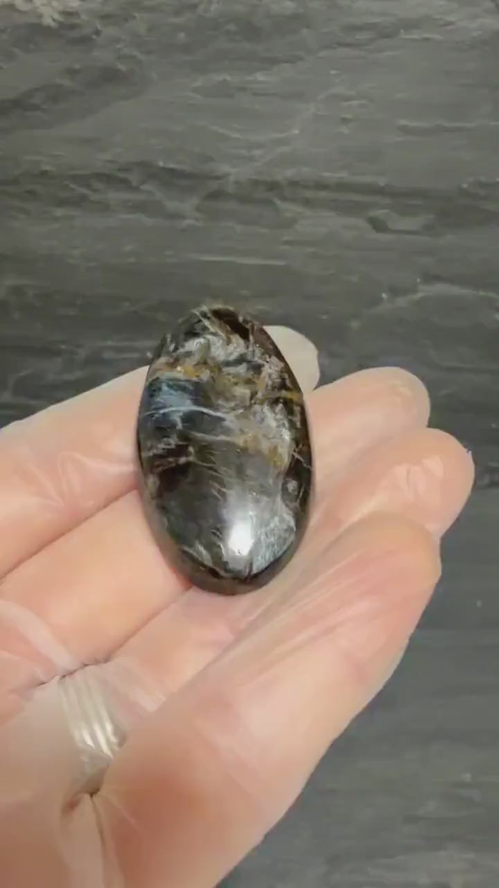 Pietersite Cabochon, Stunning Blue Gold Pietersite, Large Oval Gemstone, Chatoyant Pietersite, Statement Cabochon, 47mm Natural Stone