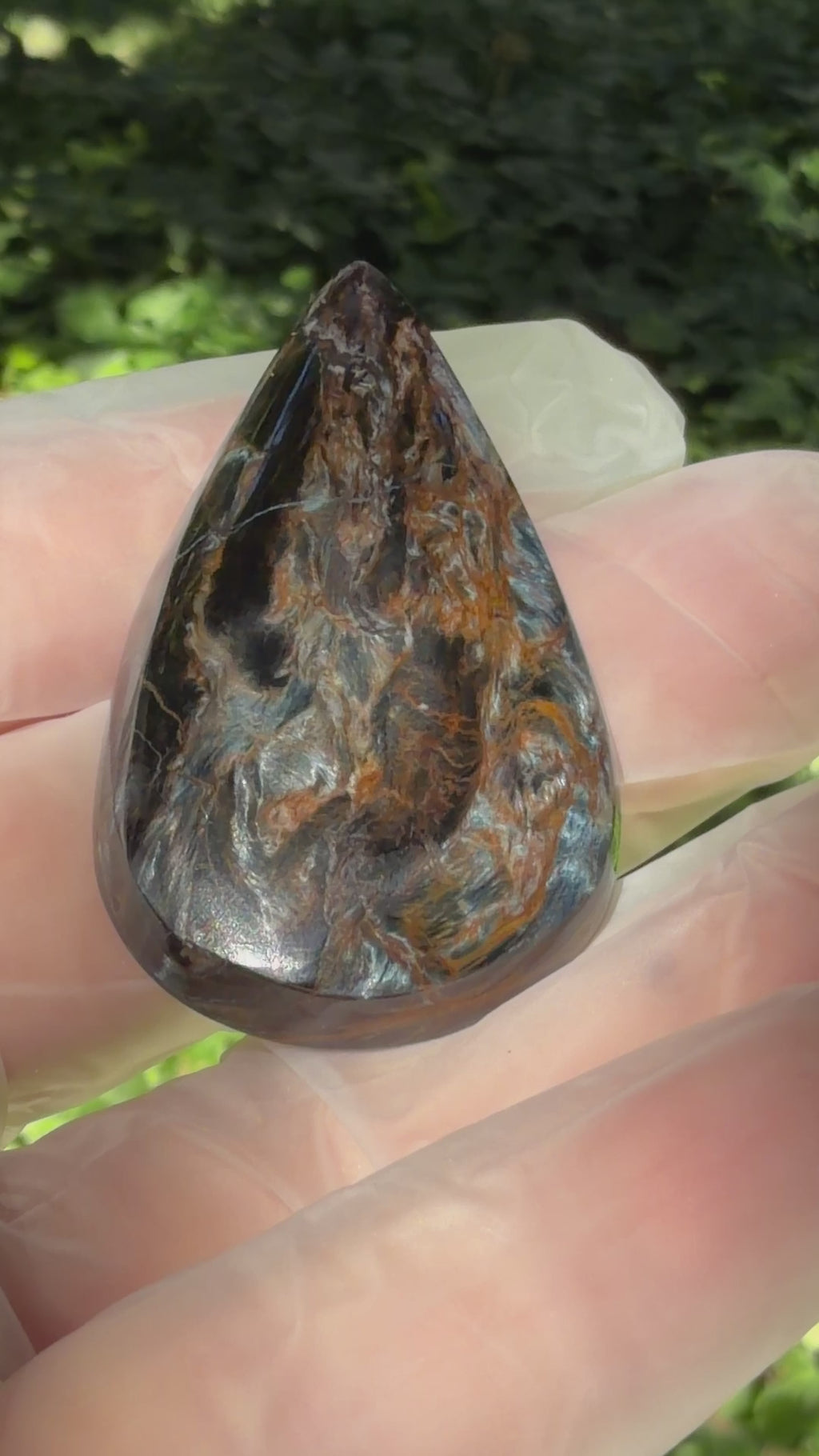 Pietersite Cabochon-Hand Cut Blue Gold Teardrop-Chatoyant Designer Gemstone for Jewelry Making