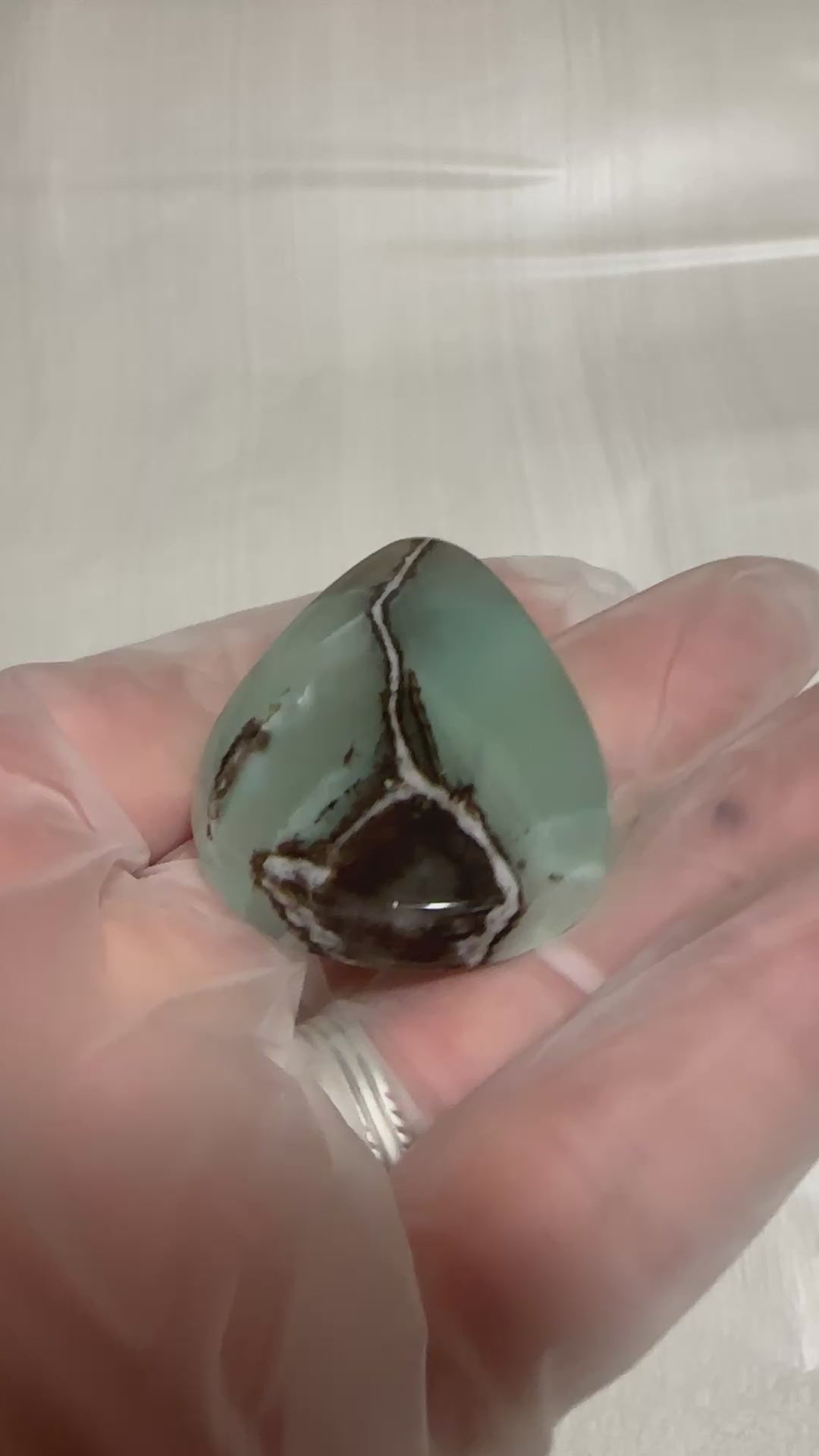 Green Banded Calcite with Aragonite-extra large loose polished gemstone for jewelry making