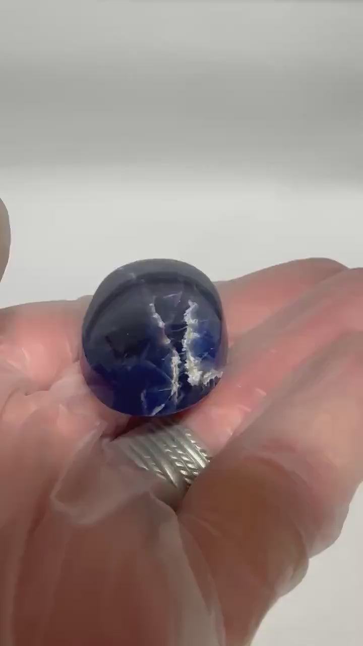 Sodalite with Hackmanite large oval cabochon for jewelry making—GEM GRADE