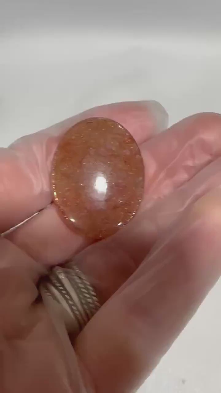 Sunstone cabochon, loose gemstone for jewelry making—FIERY SPARKLE