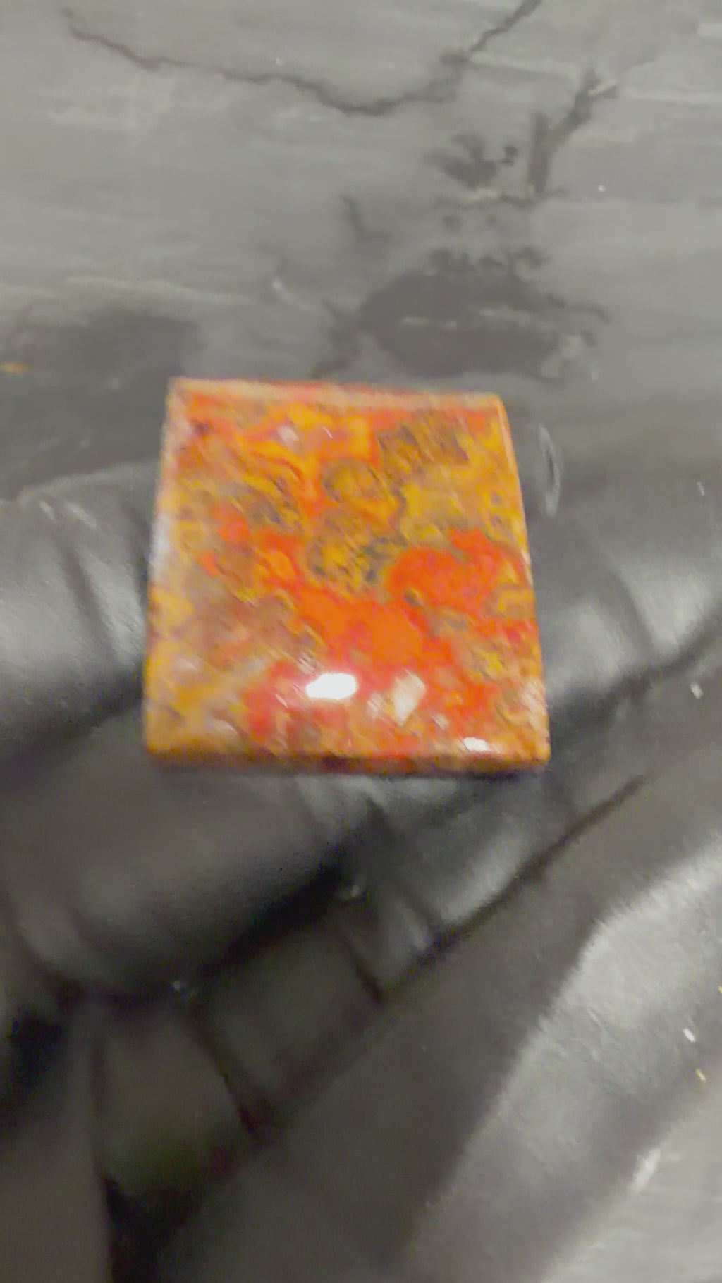 Moroccan Agate Cabochon-Fiery Orange Pattern-Statement Stone-Artisan Cut and Polished