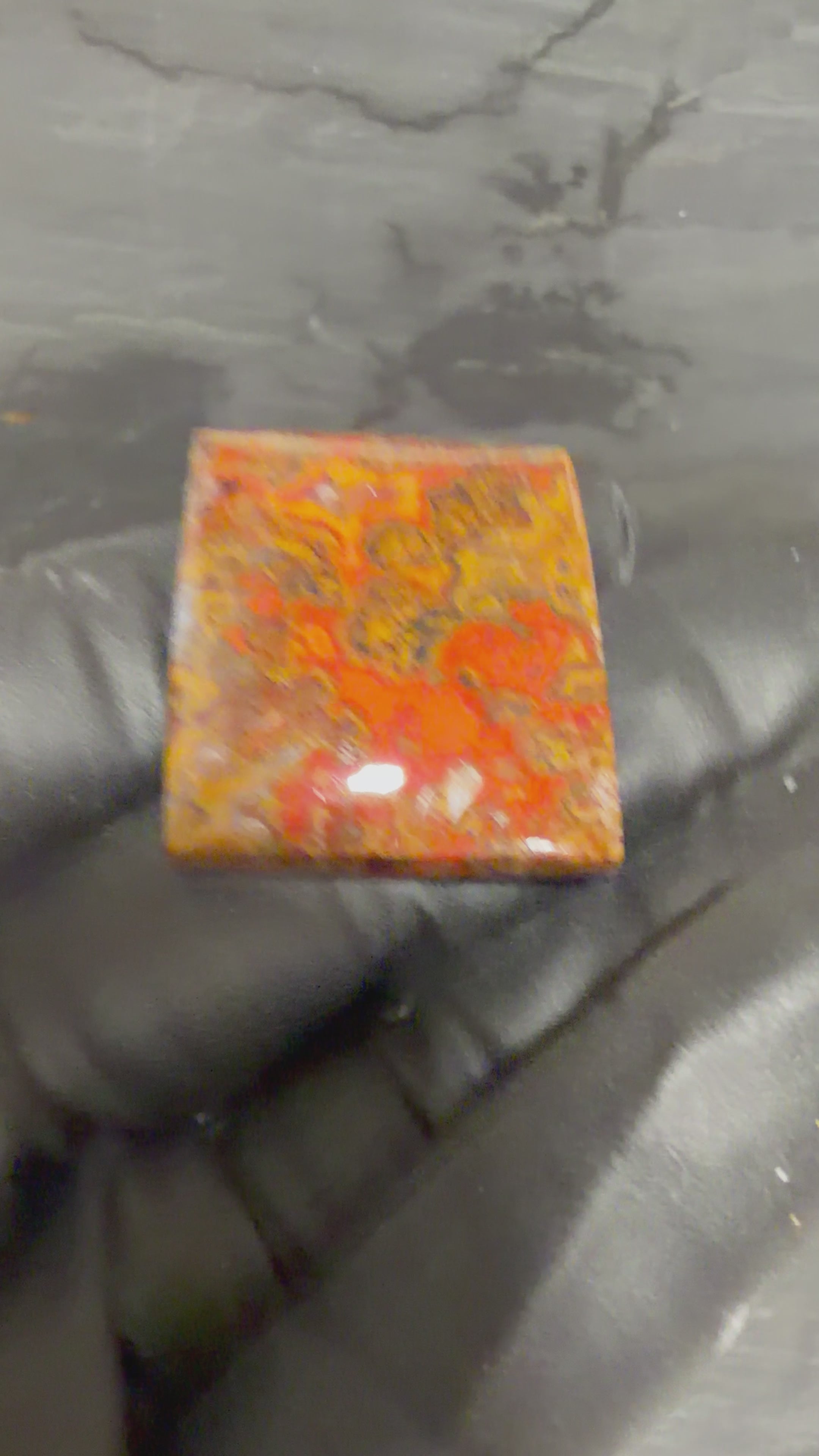 Moroccan Agate Cabochon-Fiery Orange Pattern-Statement Stone-Artisan Cut and Polished