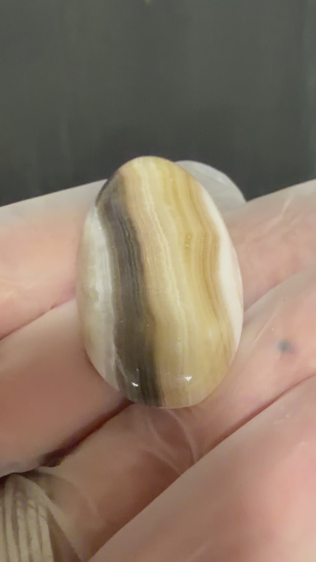 Zebra Onyx Cabochon-Banded Calcite, Large Golden Brown Oval-Statement Jewelry Stone