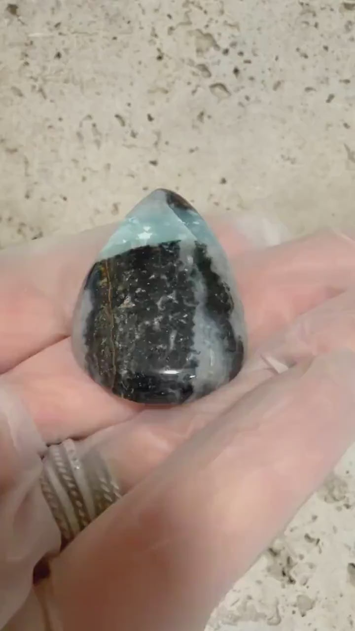 Utah Sky Stone Large Teardrop Cabochon, Polished Gemstone for Jewelry Making