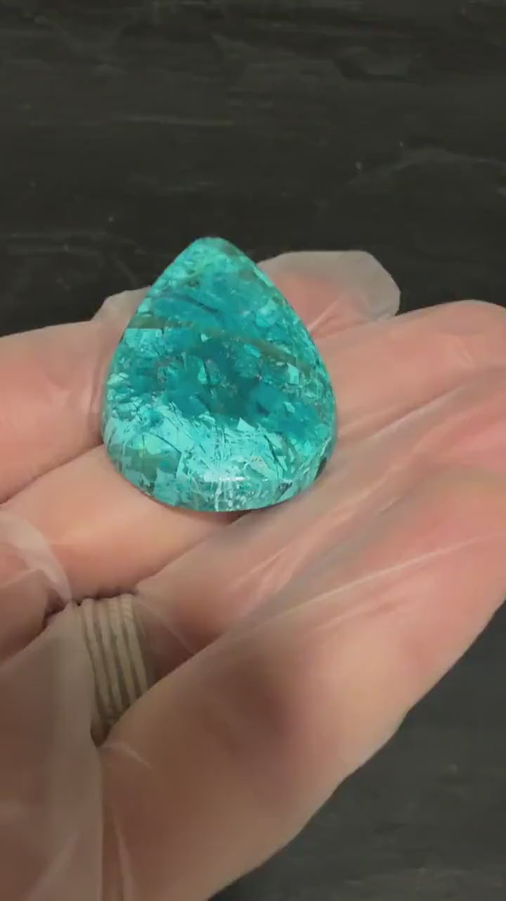Inspiration Mine Gem Silica Cabochon, Chrysocolla Chalcedony, Large Blue Teardrop, Arizona Collector Gemstone