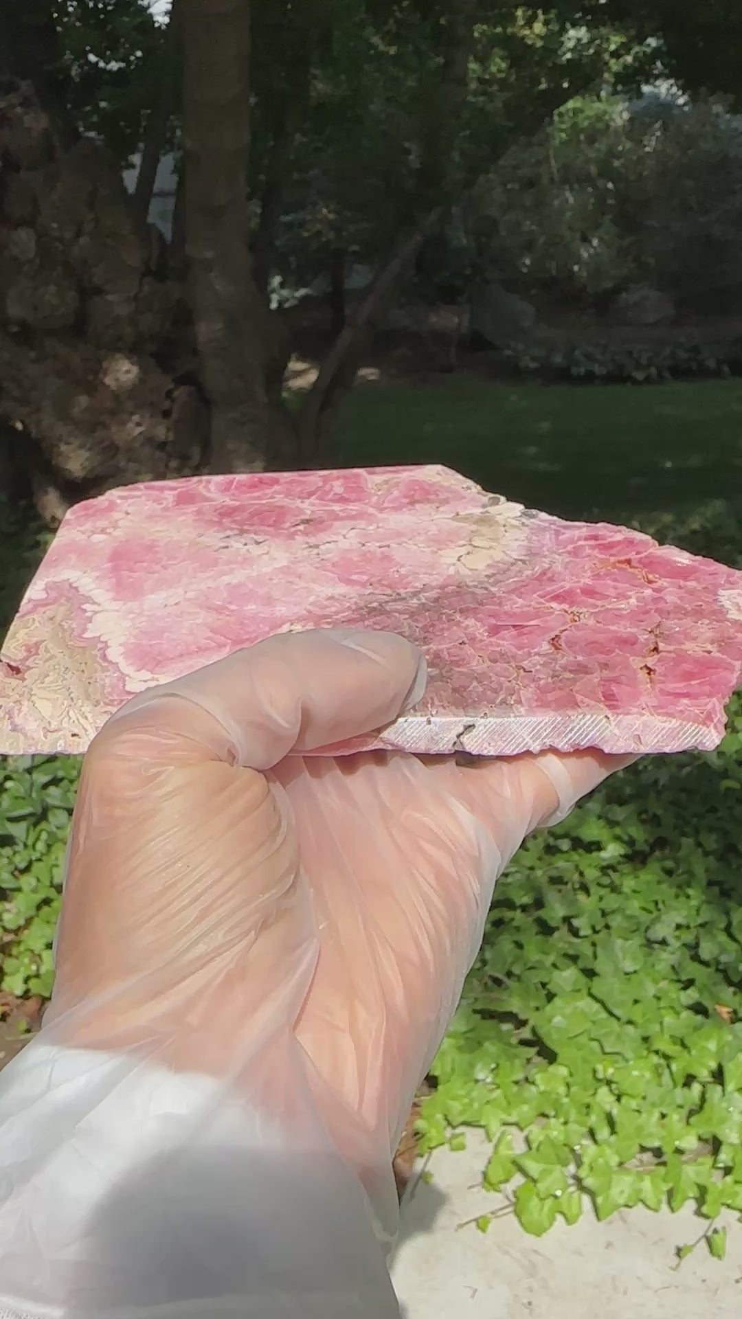 Rhodochrosite Slab-Argentina-large polished stone piece for display or lapidary material