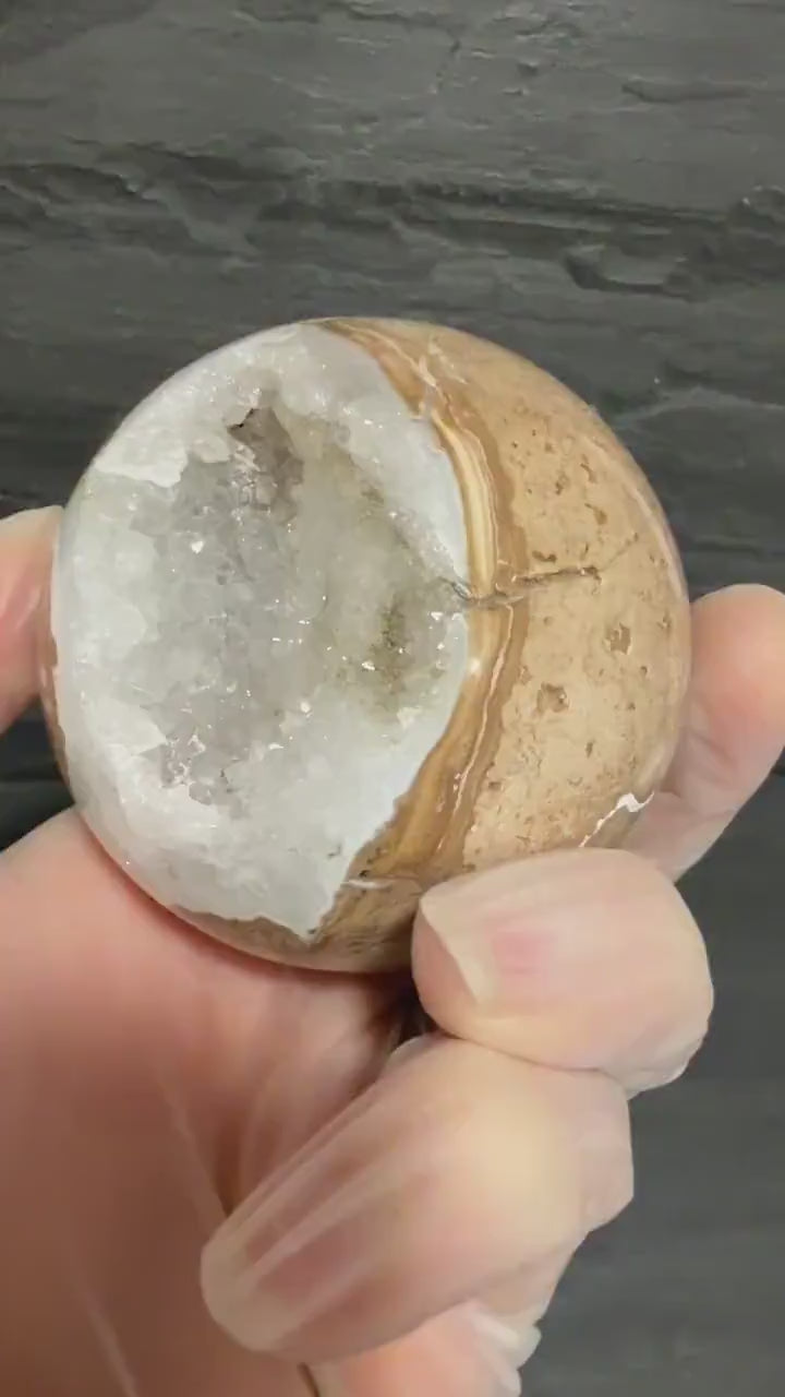 Druzy Beige Picture Jasper sphere,  2.61”, for reiki, energy healing, display, decor
