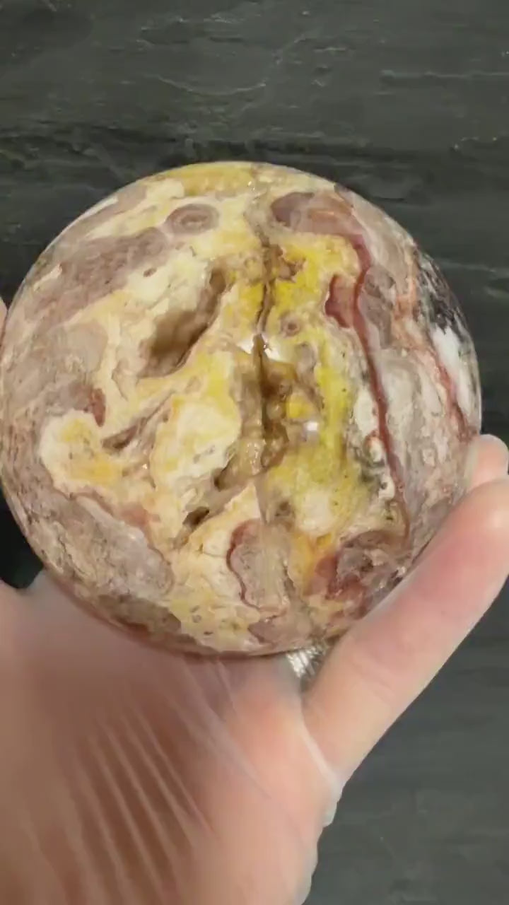 Utah Wildfire Bubble Hyalite-3.79" Druzy Sphere-Rare Utah Opal