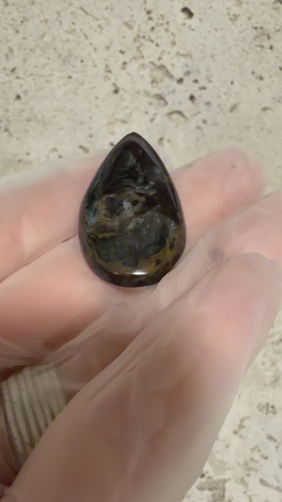 Pietersite Cabochon-Double Sided Polished Blue & Gold Pietersite-Designer Hand Cut Teardrop for Wire Wrapping