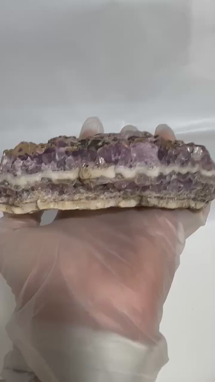 Natural Chevron Amethyst unpolished display piece or for lapidary use