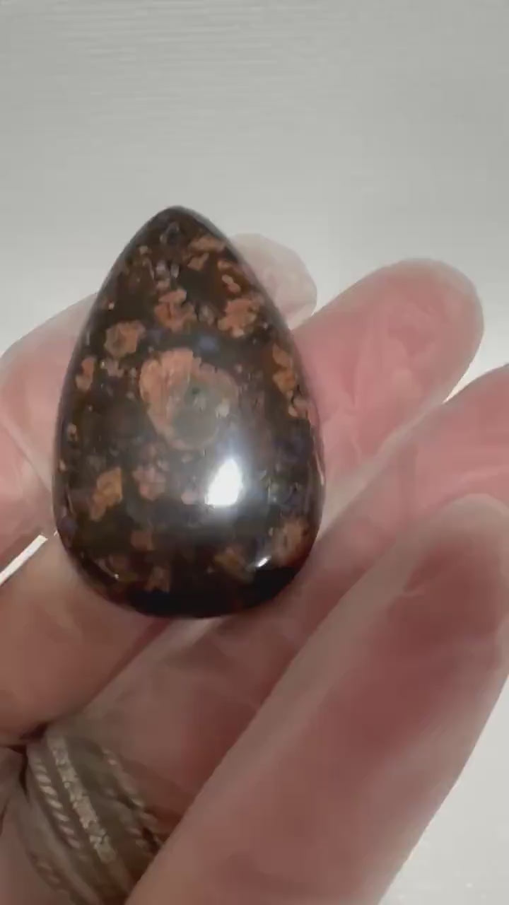 Llanite Rhyolite Teardrop Cabochon, Blue Quartz Jewelry Stone, Wire Wrapping Cab, Hand Polished Gemstone