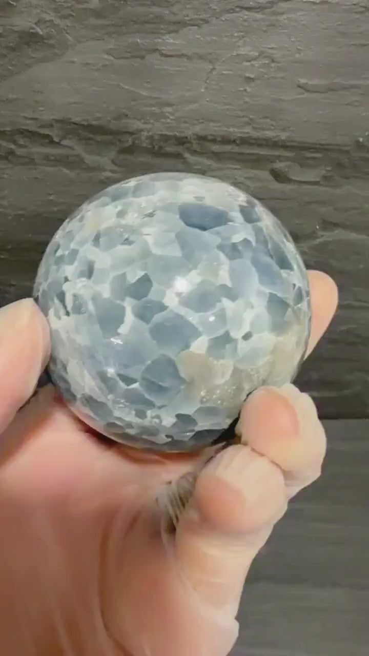 Blue Calcite large matrix 2.52” sphere—INTACT