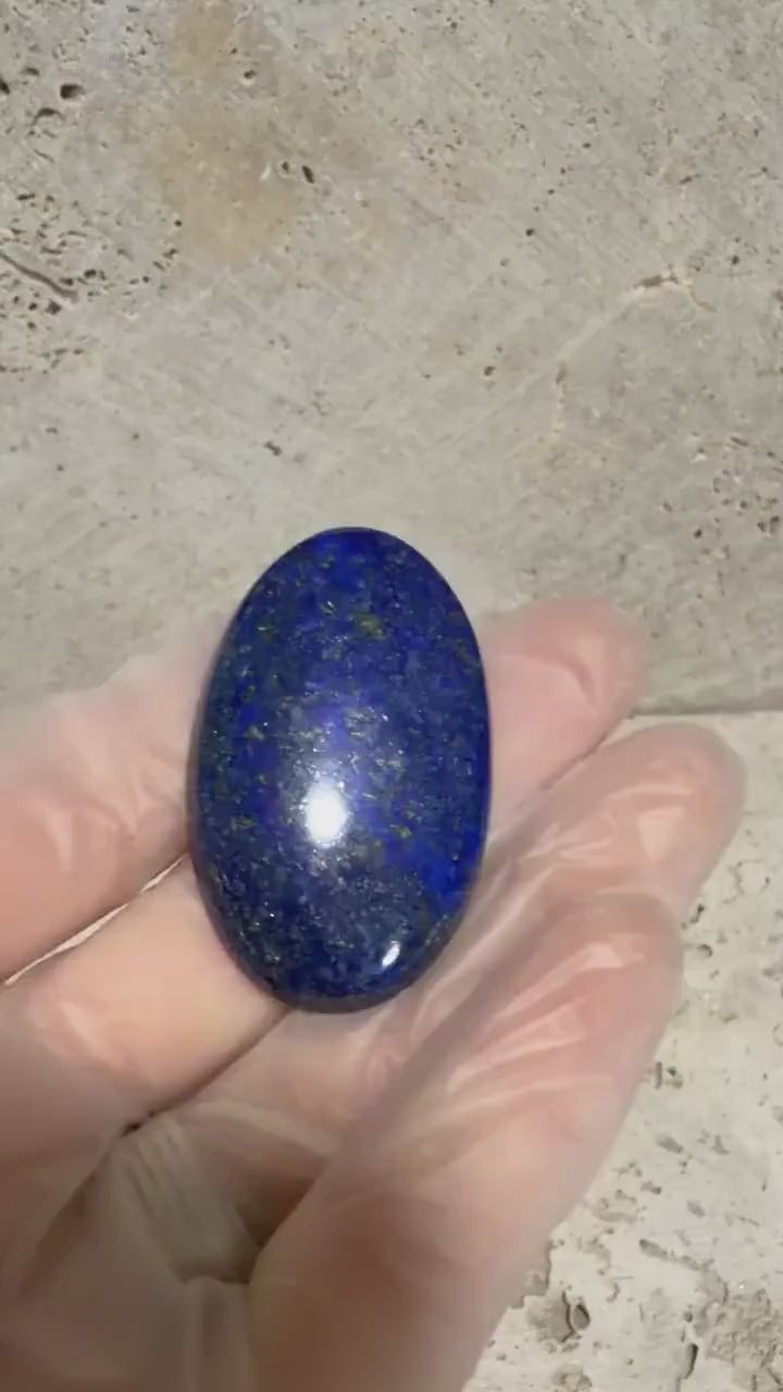 Lapis Lazuli Cabochon, Deep Royal Blue Lapis, Gold Pyrite Flecks, Large Oval Gemstone, 20g Jewelry Stone