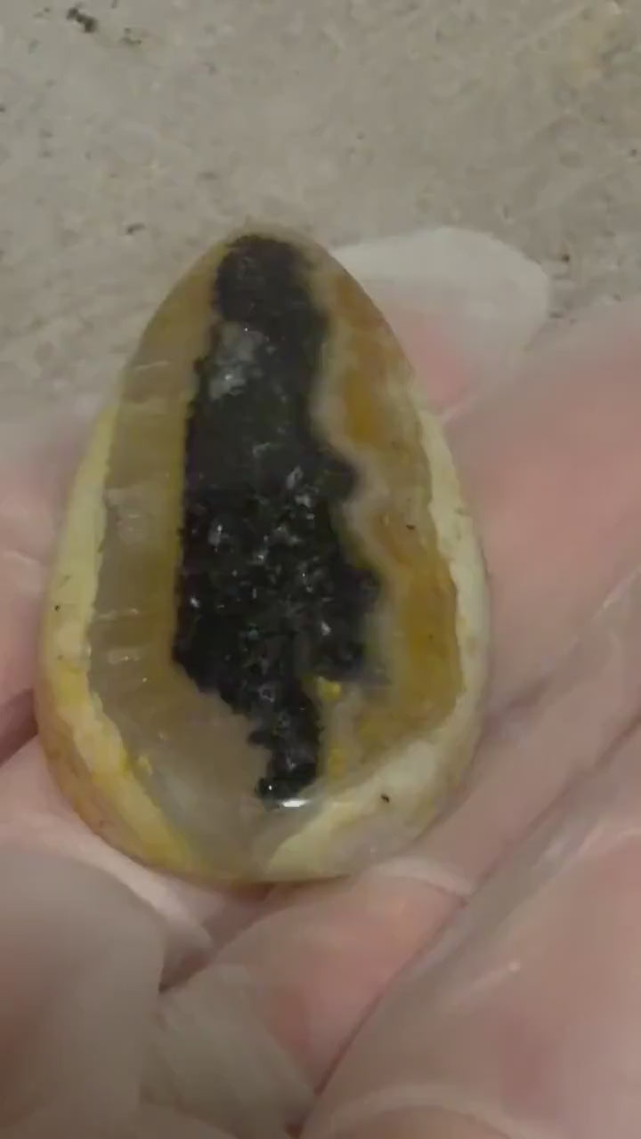 Ocean Picture Jasper Cabochon, Black Matrix, Translucent Jasper, Hand Cut Gemstone, Large Statement Cabochon, One of a Kind
