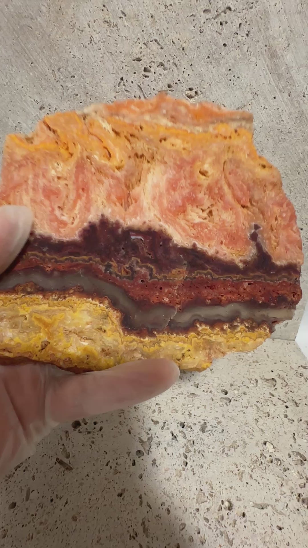 Wildfire Bacon Opal-Large Gemstone Slab of Ultra-Rare Hyalite for display or lapidary use