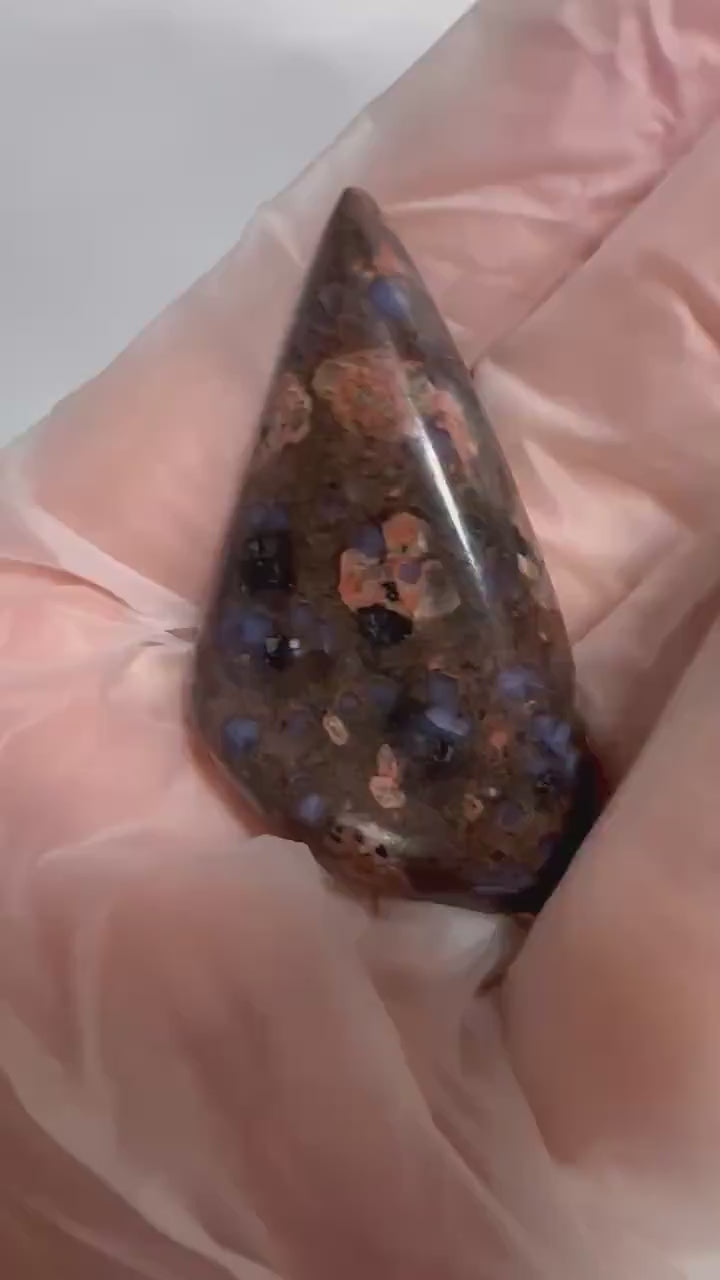 Llanite Rhyolite Freeform Cabochon, Blue Quartz Jewelry Stone, Wire Wrapping Cab, Hand Polished Gemstone
