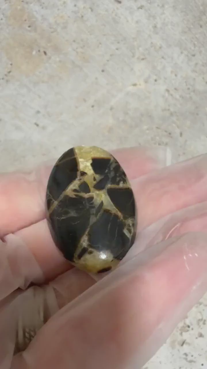 Utah Septarian Cabochon, Large Oval Gemstone, Golden Calcite & Dark Septarian, Hand Cut Lapidary Cab, Jewelry Making Stone