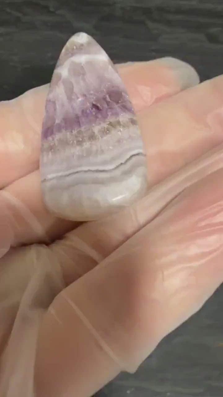 Chevron Amethyst Cabochon, Large Designer Stone, Gemmy Purple Flash, Hand Cut Polished Gemstone for Jewelry Making